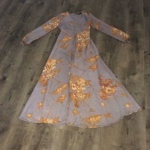 Lulus fine and dandelion gray romper/maxi dress